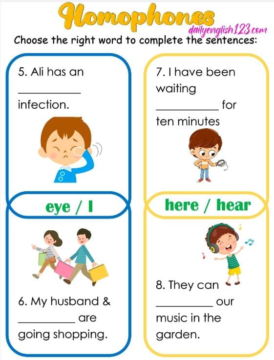 Homophones Worksheet