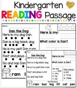 Kindergarten Worksheets easy passages