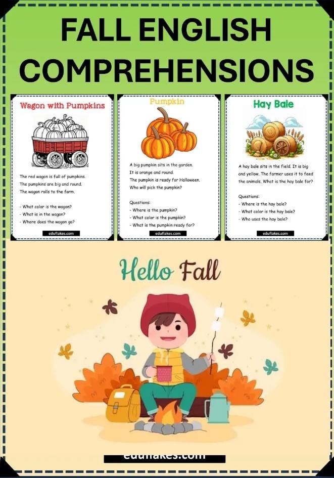 Fall Theme Kindergarten Comprehensions